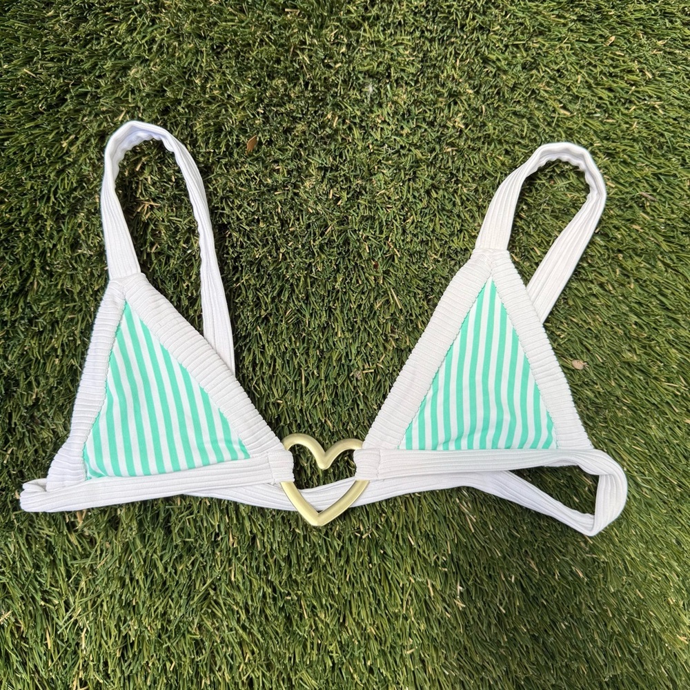 Lolli White Bikini Top with Gold Ring